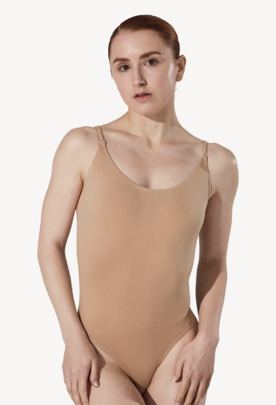 Capezio Womens Small Nude Overs & Unders Seamless Camisole Dance Leotard OS18-33
